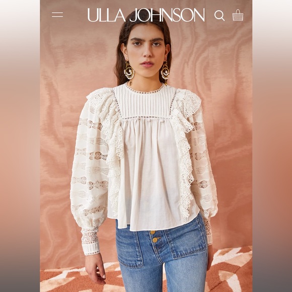 ULLA JOHNSON LILLY BLOUSE IN PRISTINE - Picture 1 of 10